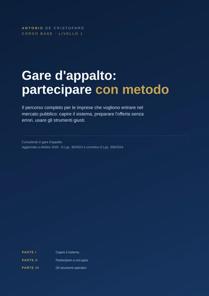 Copertina del corso «Gare d'appalto: partecipare con metodo» di Antonio De Cristofaro